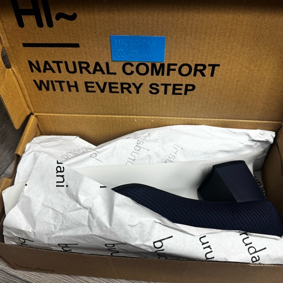 Burudani Women’s Low Chunky Block Heel Square Toe Knit Navy Blue Size 8.5 - Picture 8 of 9